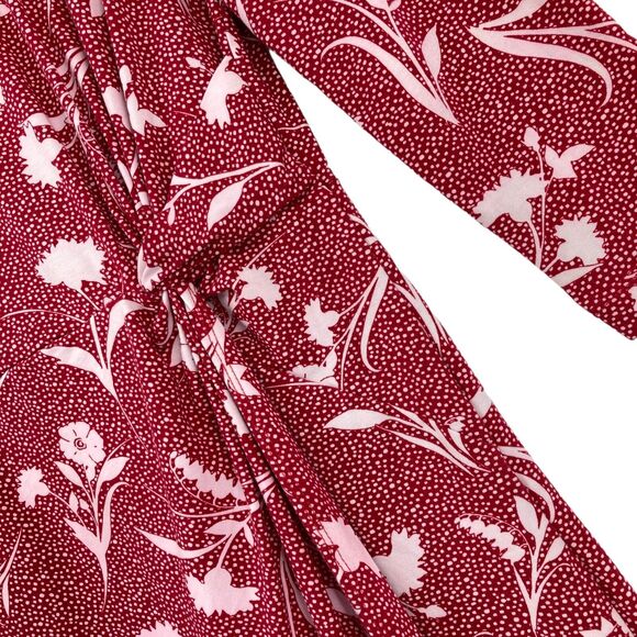 Lands' End Women's Red Pima Cotton Long Sleeve Side Knotted A-Line Dress Size XS - Picture 10 of 12